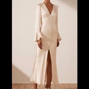 Shona Joy LA LUNE FRILL CUFF BIAS MIDI DRESS